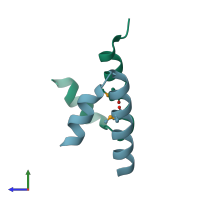 PDB entry 1g2z coloured by chain, side view.
