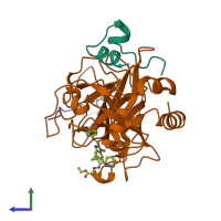 PDB entry 1g30 coloured by chain, side view.