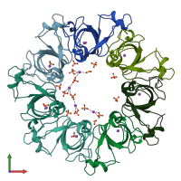 PDB entry 1g31 coloured by chain, front view.