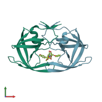 PDB entry 1g35 coloured by chain, front view.