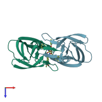 PDB entry 1g35 coloured by chain, top view.