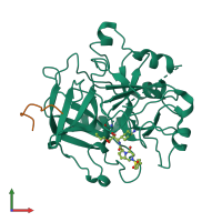 PDB entry 1g37 coloured by chain, front view.