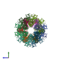 PDB entry 1g3i coloured by chain, side view.