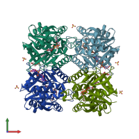 PDB entry 1g3l coloured by chain, front view.