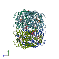 PDB entry 1g3l coloured by chain, side view.
