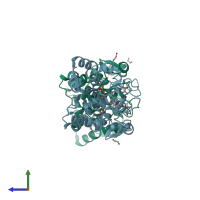 PDB entry 1g3m coloured by chain, side view.