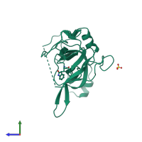 PDB entry 1g3p coloured by chain, side view.
