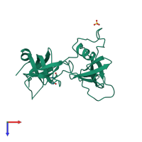 PDB entry 1g3p coloured by chain, top view.