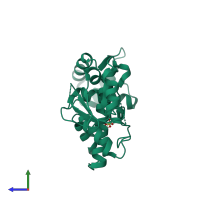 PDB entry 1g3w coloured by chain, side view.