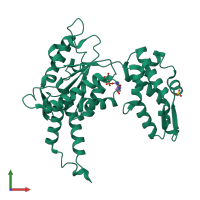 PDB entry 1g41 coloured by chain, front view.