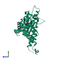 PDB entry 1g41 coloured by chain, side view.