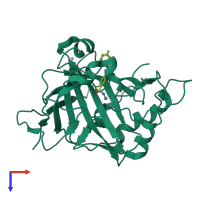 Monomeric assembly 1 of PDB entry 1g46 coloured by chemically distinct molecules, top view.