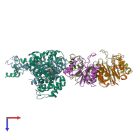 PDB entry 1g4a coloured by chain, top view.