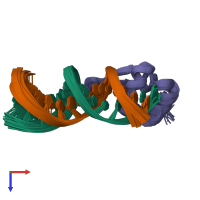 PDB entry 1g4d coloured by chain, ensemble of 25 models, top view.