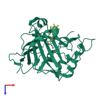 Monomeric assembly 1 of PDB entry 1g4j coloured by chemically distinct molecules, top view.