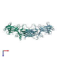 PDB entry 1g4m coloured by chain, top view.