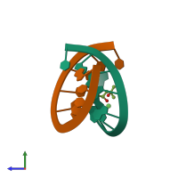 PDB entry 1g4q coloured by chain, side view.