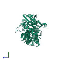 PDB entry 1g4w coloured by chain, side view.
