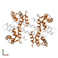 Calmodulin-1 in PDB entry 1g4y, assembly 1, front view.