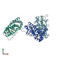 PDB entry 1g50 coloured by chain, front view.