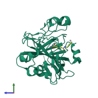 PDB entry 1g53 coloured by chain, side view.