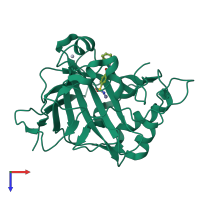 PDB entry 1g53 coloured by chain, top view.