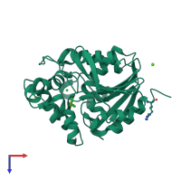 PDB entry 1g5f coloured by chain, top view.