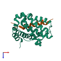 PDB entry 1g5j coloured by chain, top view.