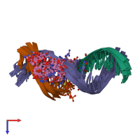 PDB entry 1g5l coloured by chain, ensemble of 10 models, top view.