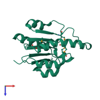 PDB entry 1g5r coloured by chain, top view.
