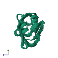 PDB entry 1g5w coloured by chain, ensemble of 20 models, side view.