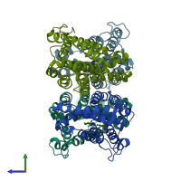 PDB entry 1g5y coloured by chain, side view.