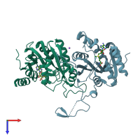 PDB entry 1g60 coloured by chain, top view.