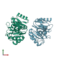 PDB entry 1g61 coloured by chain, front view.