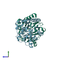 PDB entry 1g61 coloured by chain, side view.