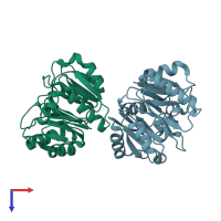 PDB entry 1g61 coloured by chain, top view.