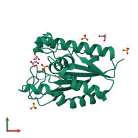 PDB entry 1g66 coloured by chain, front view.