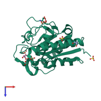PDB entry 1g66 coloured by chain, top view.