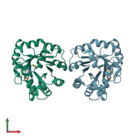 PDB entry 1g67 coloured by chain, front view.