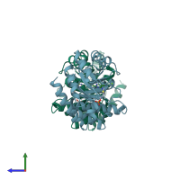 PDB entry 1g67 coloured by chain, side view.