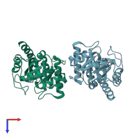 PDB entry 1g67 coloured by chain, top view.