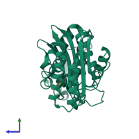 PDB entry 1g68 coloured by chain, side view.