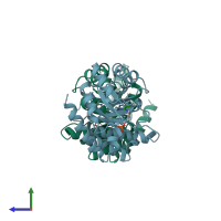 PDB entry 1g69 coloured by chain, side view.