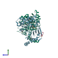 PDB entry 1g6o coloured by chain, side view.