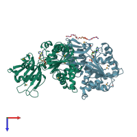 PDB entry 1g6o coloured by chain, top view.