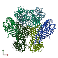 PDB entry 1g6q coloured by chain, front view.