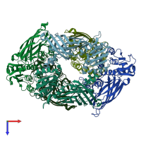 PDB entry 1g6q coloured by chain, top view.