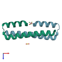 PDB entry 1g6u coloured by chain, top view.