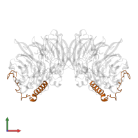 Methanol dehydrogenase [cytochrome c] subunit 2 in PDB entry 1g72, assembly 1, front view.
