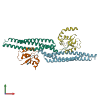 PDB entry 1g73 coloured by chain, front view.